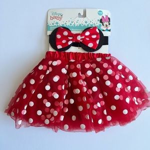 Minnie Mouse Baby Headwrap and Tutu Diaper Cover Set